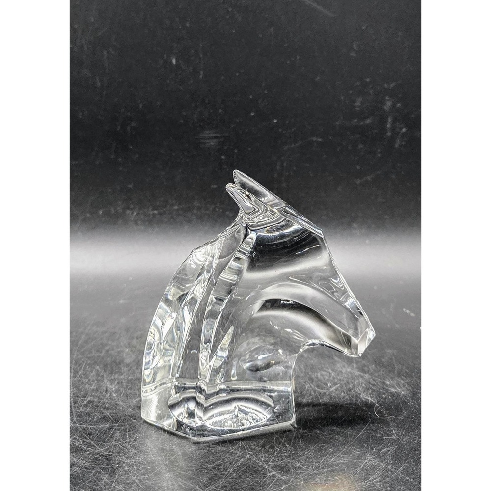 Vintage Cristal Saint Louis France Crystal Bull Steer Head Figurine 4"